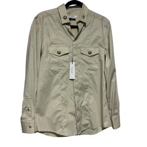 Versace Collection Trend Beige Military Shirt Made in Italy CLG Auth 40